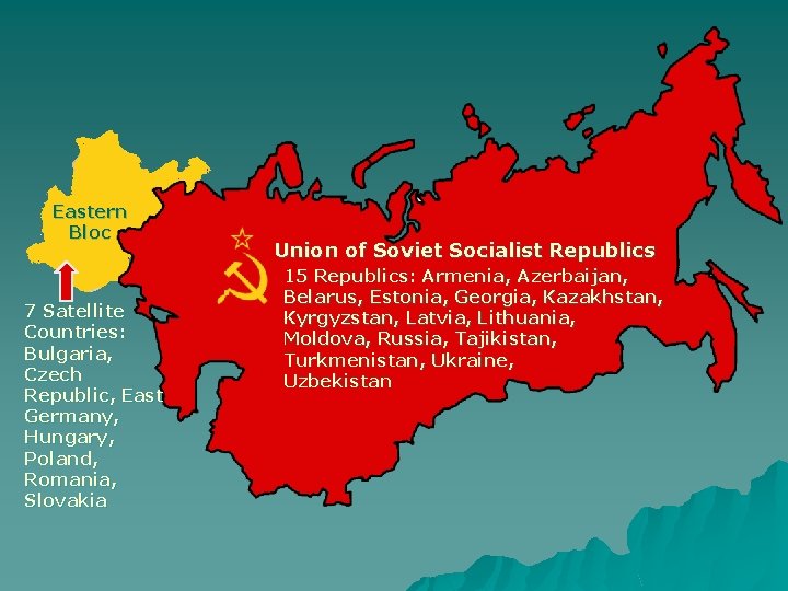 Eastern Bloc 7 Satellite Countries: Bulgaria, Czech Republic, East Germany, Hungary, Poland, Romania, Slovakia