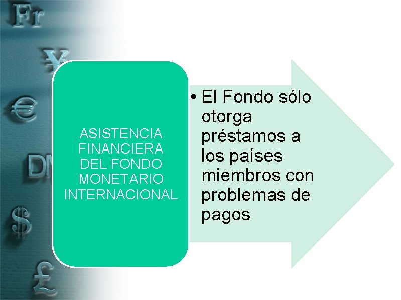 ASISTENCIA FINANCIERA DEL FONDO MONETARIO INTERNACIONAL • El Fondo sólo otorga préstamos a los