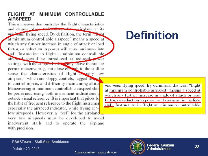 Definition FAA-H-8083 -3 A Airplane Flying Handbook FAASTeam – Stall-Spin Avoidance Federal Aviation Administration Definition FAA-H-8083 -3 A Airplane Flying Handbook FAASTeam – Stall-Spin Avoidance Federal Aviation Administration
