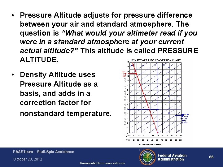  • Pressure Altitude adjusts for pressure difference between your air and standard atmosphere.