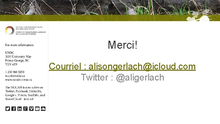 Merci! Courriel : alisongerlach@icloud. com Twitter : @aligerlach 