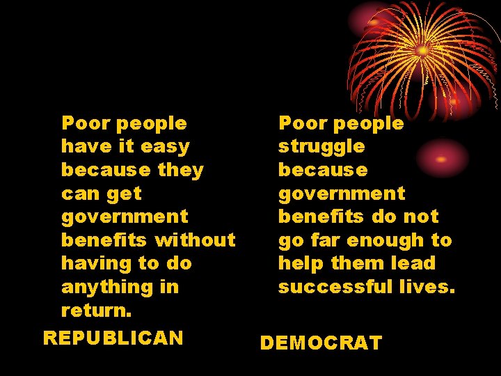 Poor people have it easy because they can get government benefits without having to