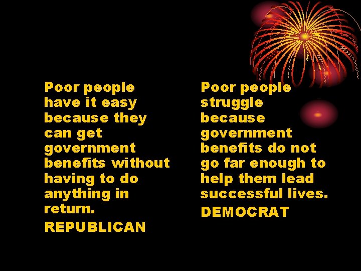 Poor people have it easy because they can get government benefits without having to