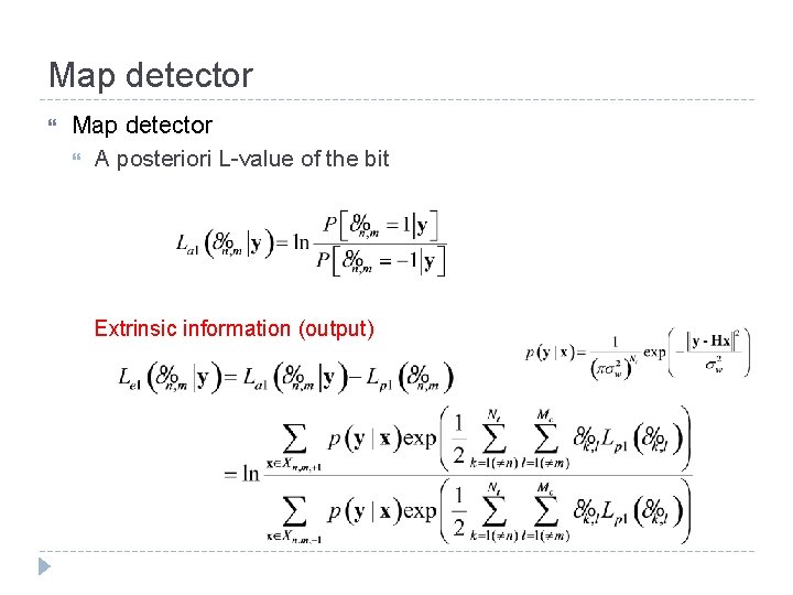 Map detector A posteriori L-value of the bit Extrinsic information (output) 