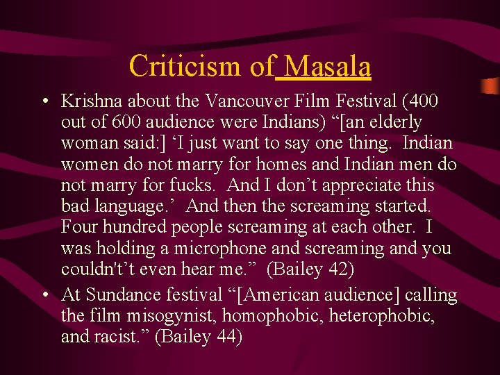 Criticism of Masala • Krishna about the Vancouver Film Festival (400 out of 600