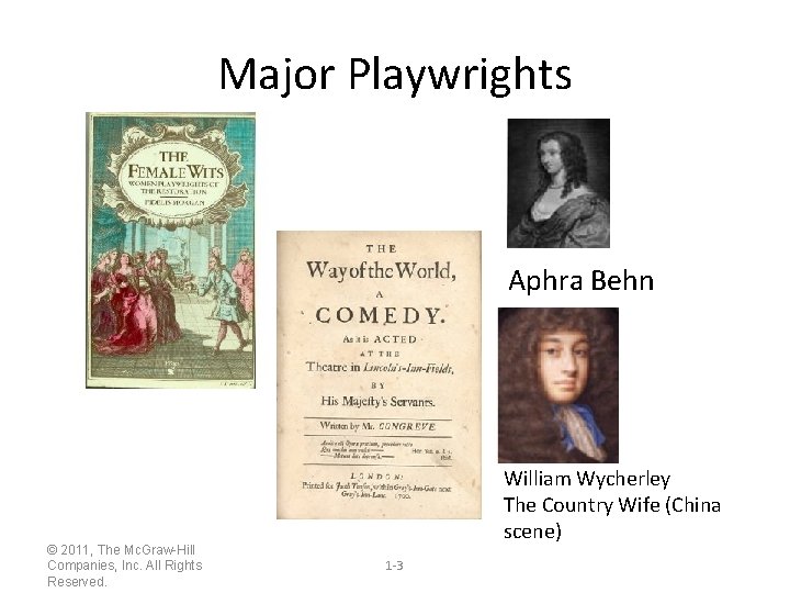 Major Playwrights Aphra Behn © 2011, The Mc. Graw-Hill Companies, Inc. All Rights Reserved.