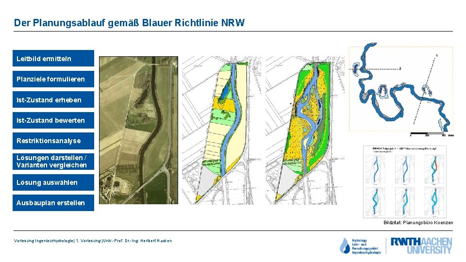 Der Planungsablauf gemäß Blauer Richtlinie NRW Leitbild ermitteln Planziele formulieren Ist-Zustand erheben Ist-Zustand bewerten