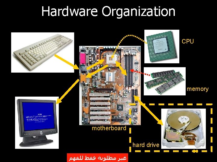 Hardware Organization CPU memory motherboard hard drive ﻏﻴﺮ ﻣﻄﻠﻮﺑﺔ ﻓﻘﻂ ﻟﻠﻔﻬﻢ 30 