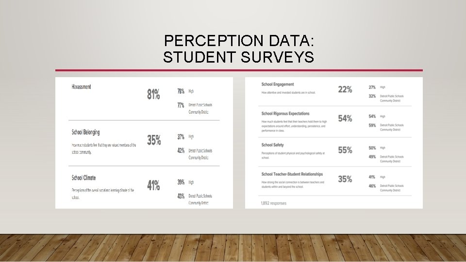 PERCEPTION DATA: STUDENT SURVEYS 