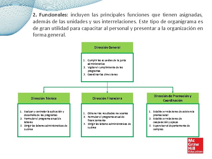 2. Funcionales: incluyen las principales funciones que tienen asignadas, además de las unidades y