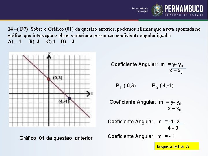 14 –( D 7) Sobre o Gráfico (01) da questão anterior, podemos afirmar que