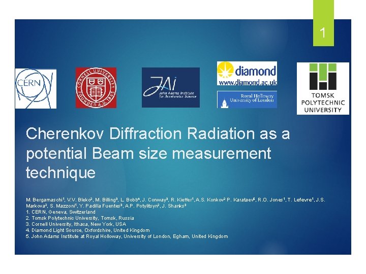 1 Cherenkov Diffraction Radiation as a potential Beam
