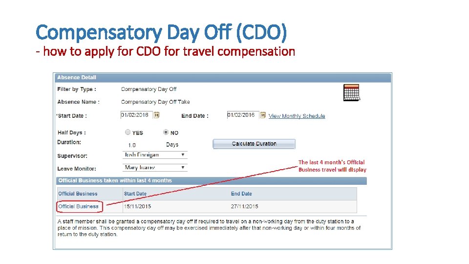 Compensatory Day Off (CDO) - how to apply for CDO for travel compensation 