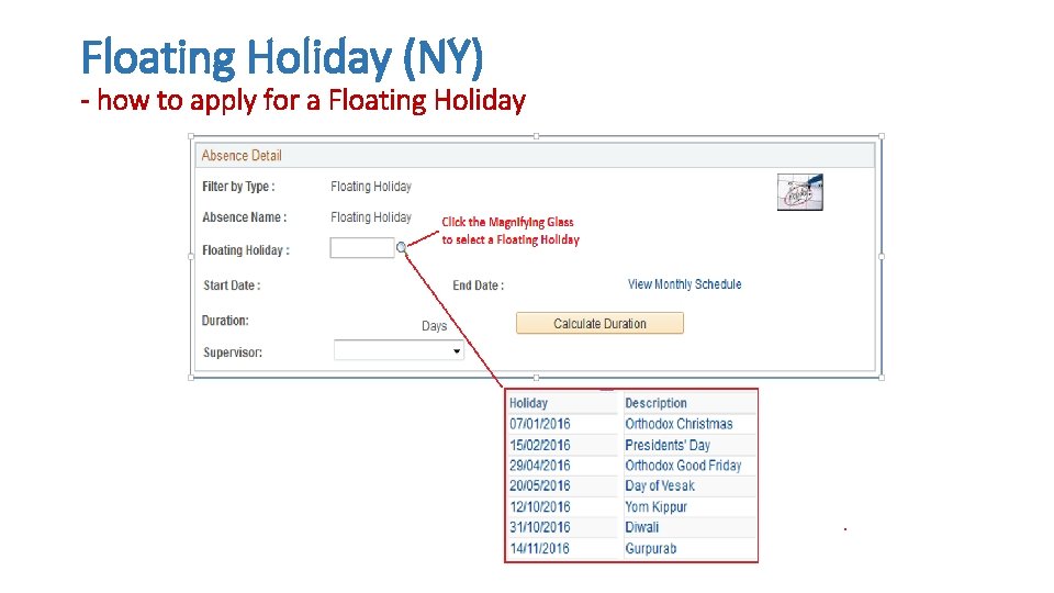 Floating Holiday (NY) - how to apply for a Floating Holiday 
