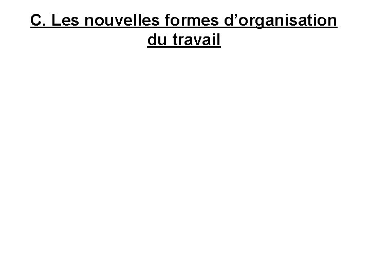 C. Les nouvelles formes d’organisation du travail 