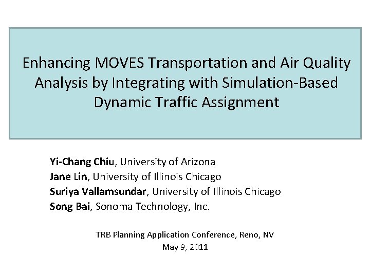 Enhancing MOVES Transportation and Air Quality Analysis by Integrating with Simulation-Based Dynamic Traffic Assignment