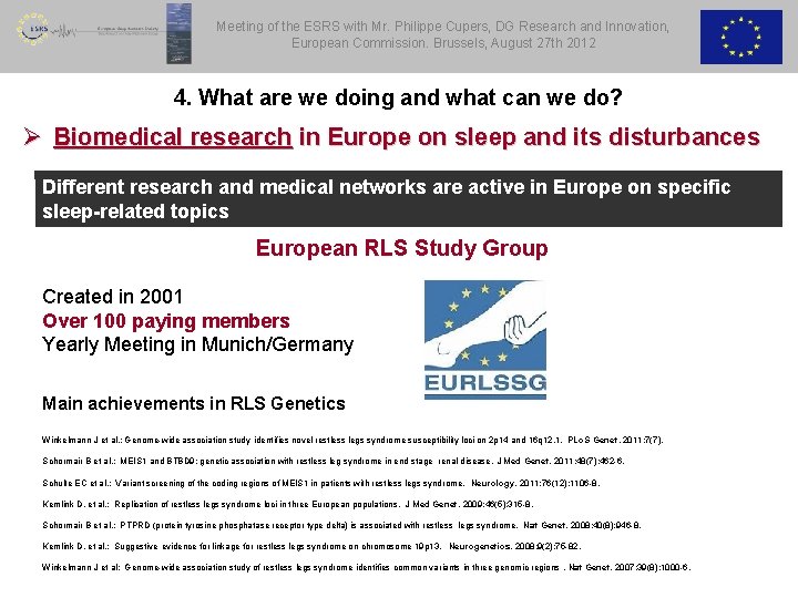 Meeting of the ESRS with Mr. Philippe Cupers, DG Research and Innovation, European Commission.