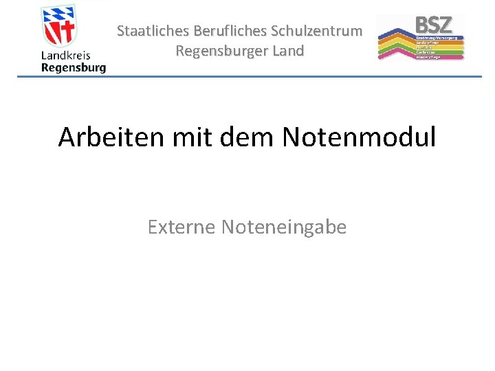 Staatliches Berufliches Schulzentrum Regensburger Land Arbeiten mit dem Notenmodul Externe Noteneingabe 