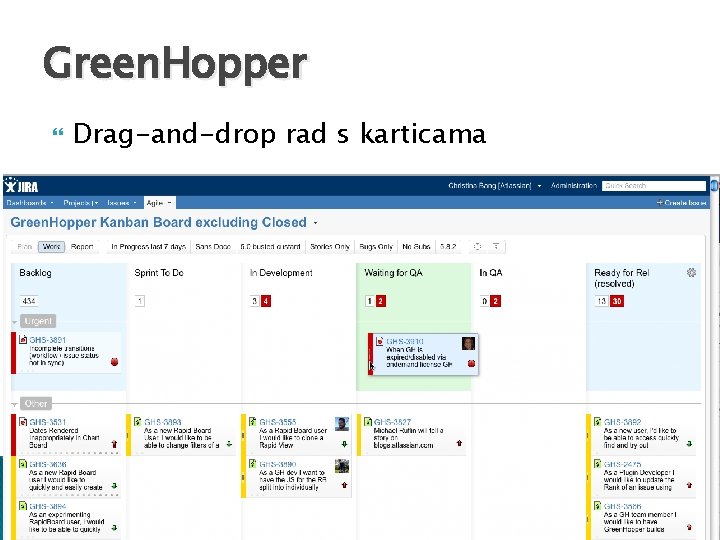 Green. Hopper Drag-and-drop rad s karticama 