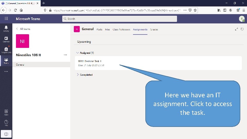 Here we have an IT assignment. Click to access the task. 