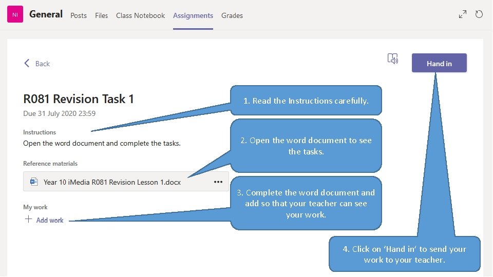 1. Read the Instructions carefully. 2. Open the word document to see the tasks.