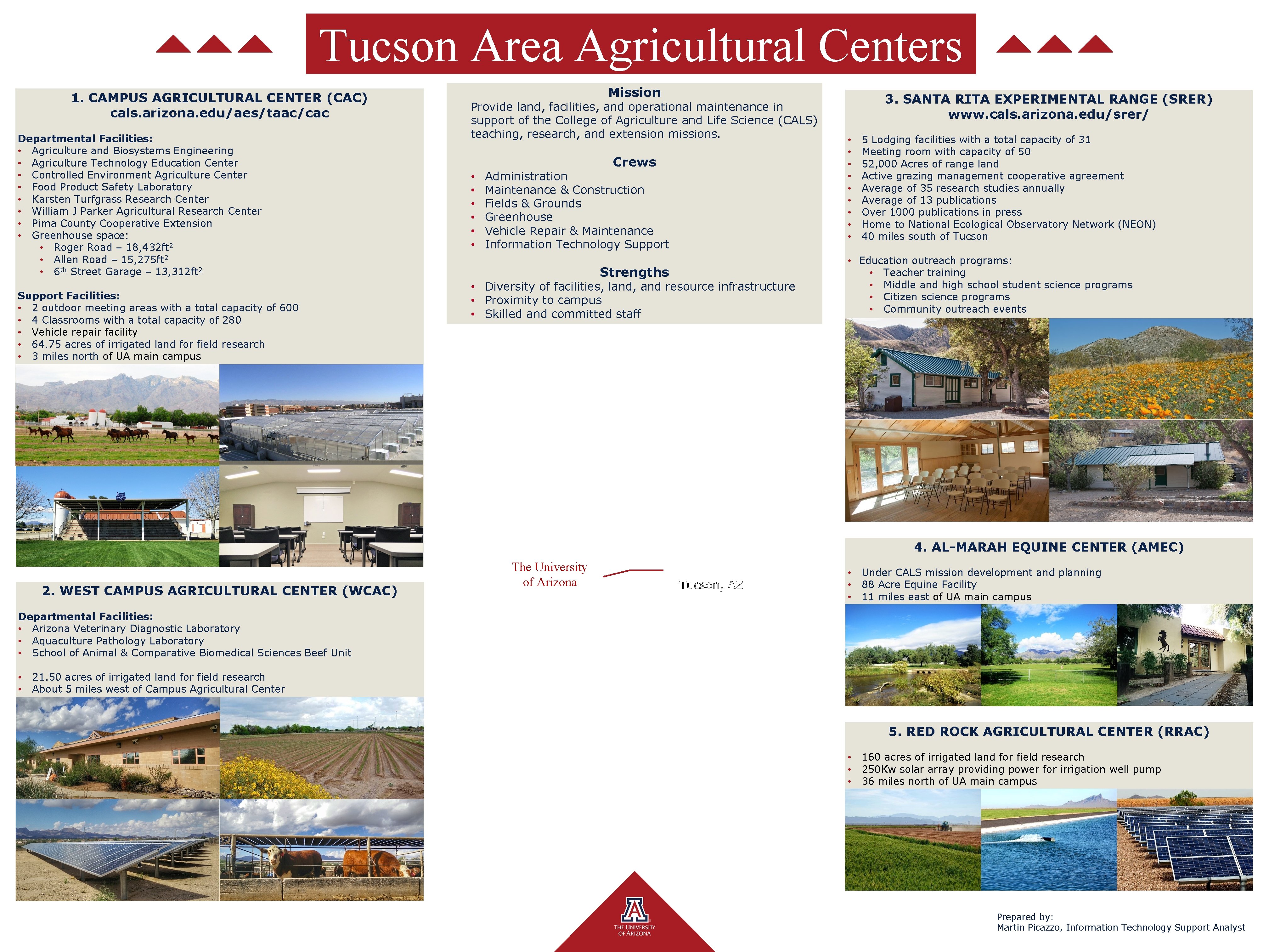 Tucson Area Agricultural Centers 1. CAMPUS AGRICULTURAL CENTER (CAC) cals. arizona. edu/aes/taac/cac Departmental Facilities: Tucson Area Agricultural Centers 1. CAMPUS AGRICULTURAL CENTER (CAC) cals. arizona. edu/aes/taac/cac Departmental Facilities: