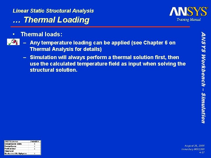 Linear Static Structural Analysis … Thermal Loading Training Manual – Any temperature loading can