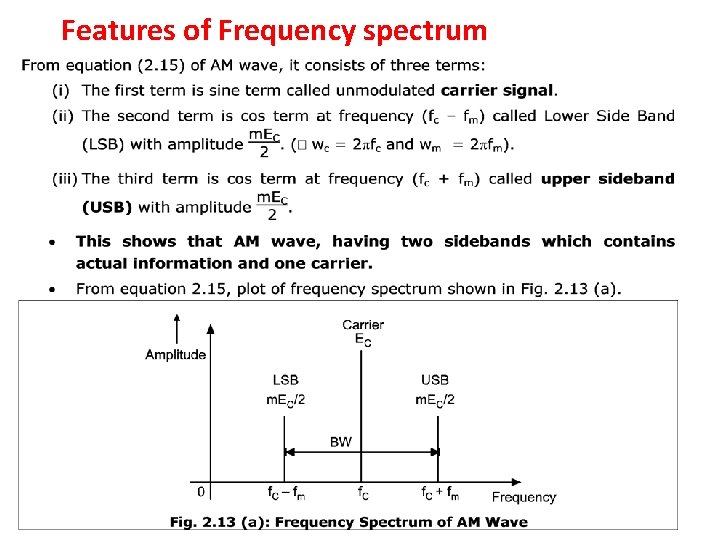 Features of Frequency spectrum 