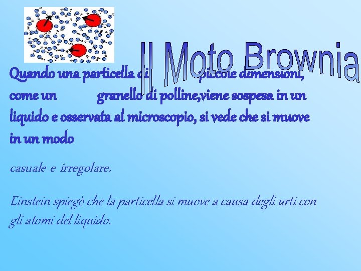 Quando una particella di piccole dimensioni, come un granello di polline, viene sospesa in