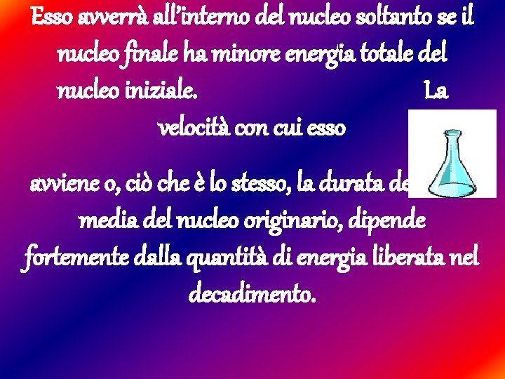Esso avverrà all’interno del nucleo soltanto se il nucleo finale ha minore energia totale