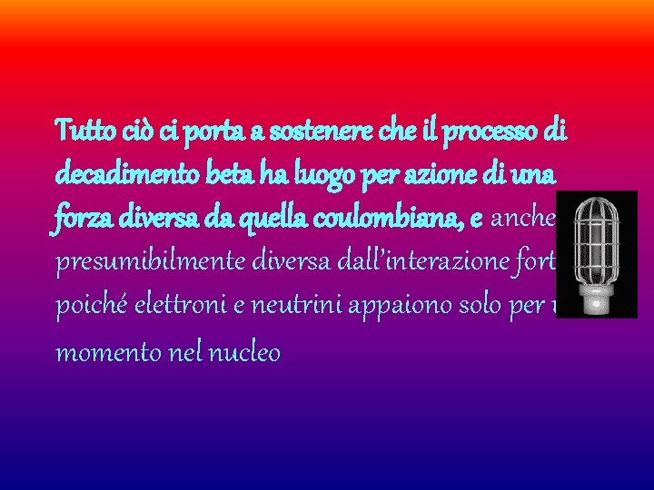 Tutto ciò ci porta a sostenere che il processo di decadimento beta ha luogo