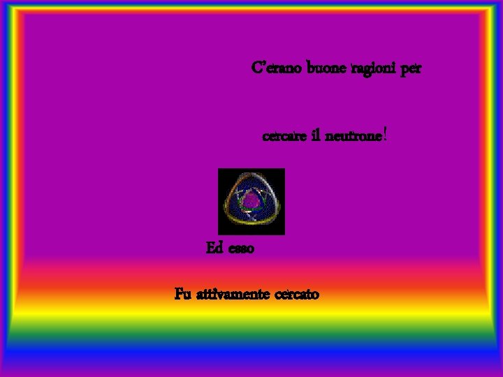 C’erano buone ragioni per cercare il neutrone! Ed esso Fu attivamente cercato 