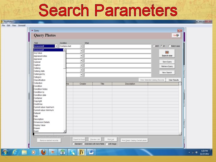 Search Parameters 