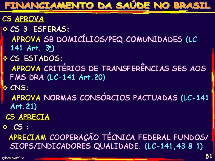 CS APROVA v CS 3 ESFERAS: APROVA SB DOMICÍLIOS/PEQ. COMUNIDADES (LC 141 Art. 3