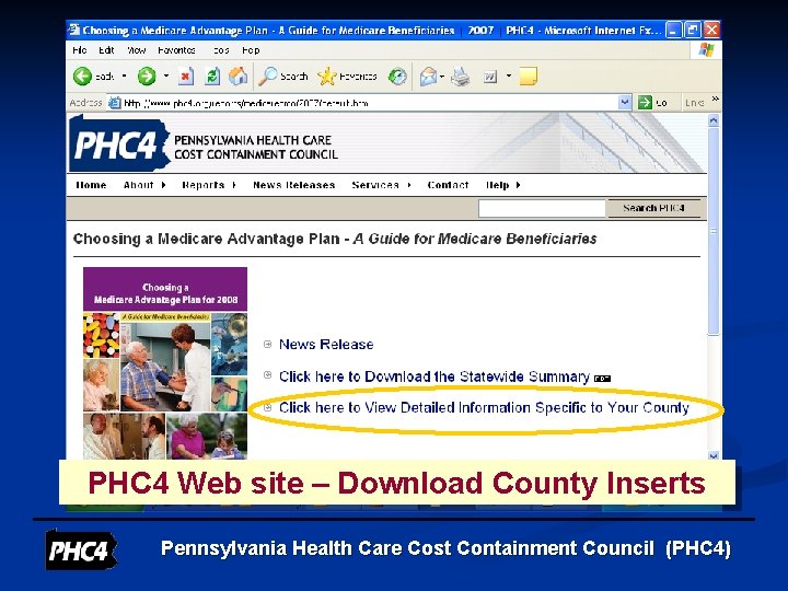 PHC 4 Web site – Download County Inserts Pennsylvania Health Care Cost Containment Council