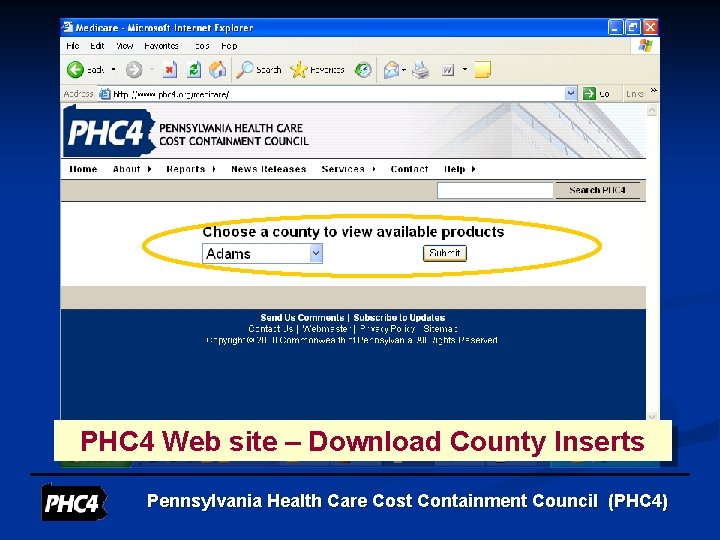 PHC 4 Web site – Download County Inserts Pennsylvania Health Care Cost Containment Council