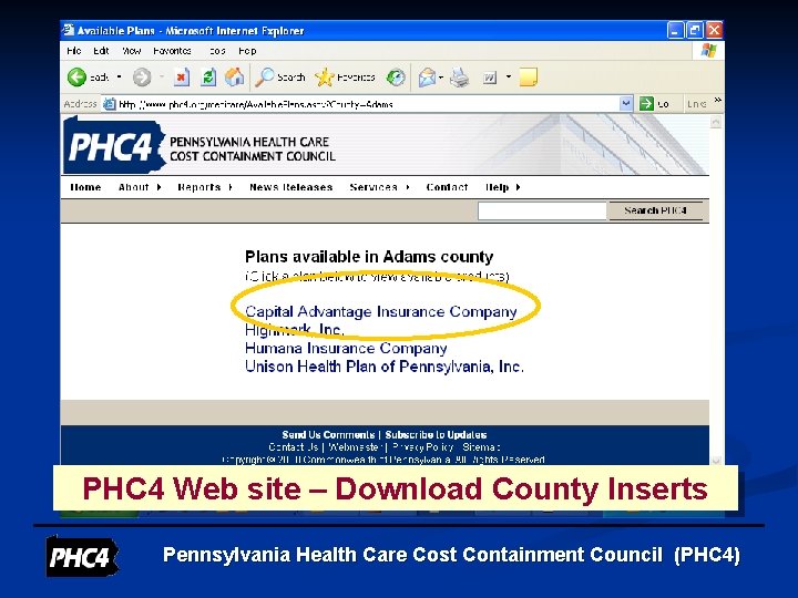PHC 4 Web site – Download County Inserts Pennsylvania Health Care Cost Containment Council
