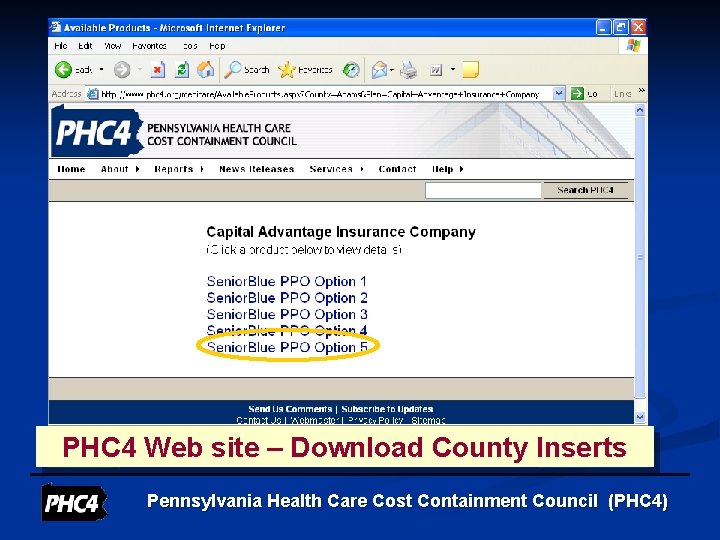 PHC 4 Web site – Download County Inserts Pennsylvania Health Care Cost Containment Council