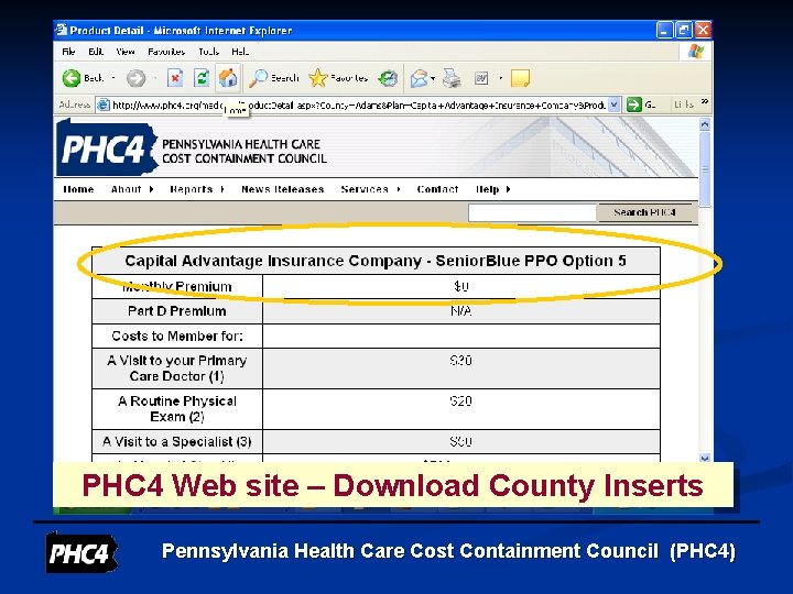 PHC 4 Web site – Download County Inserts Pennsylvania Health Care Cost Containment Council