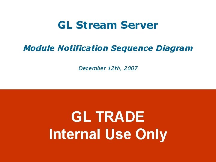 GL Stream Server Module Notification Sequence Diagram December 12 th, 2007 GL TRADE Internal