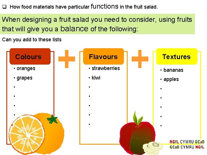 q How food materials have particular functions in the fruit salad. When designing a q How food materials have particular functions in the fruit salad. When designing a