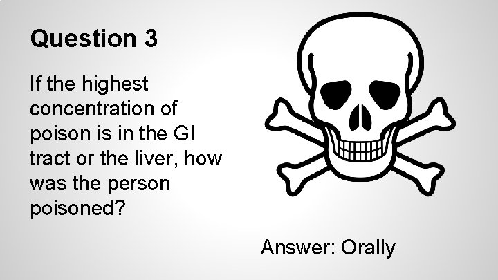 Question 3 If the highest concentration of poison is in the GI tract or