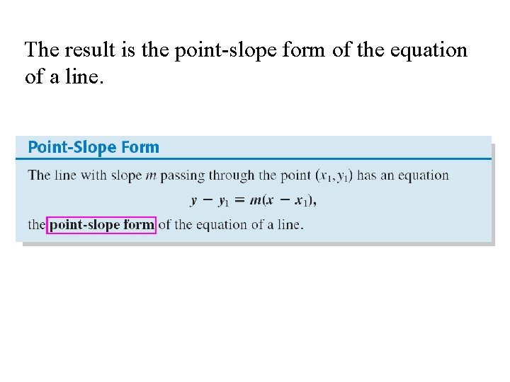 The result is the point-slope form of the equation of a line. 