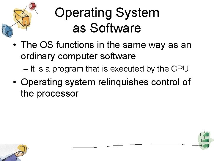 Operating System as Software • The OS functions in the same way as an