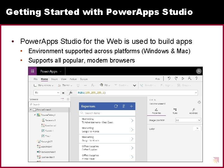 Getting Started with Power. Apps Studio • Power. Apps Studio for the Web is