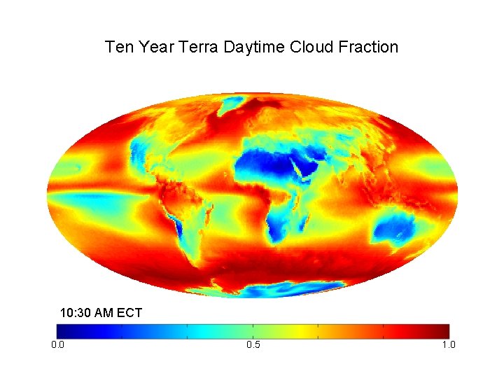 Ten Year Terra Daytime Cloud Fraction 10: 30 AM ECT 0. 0 0. 5