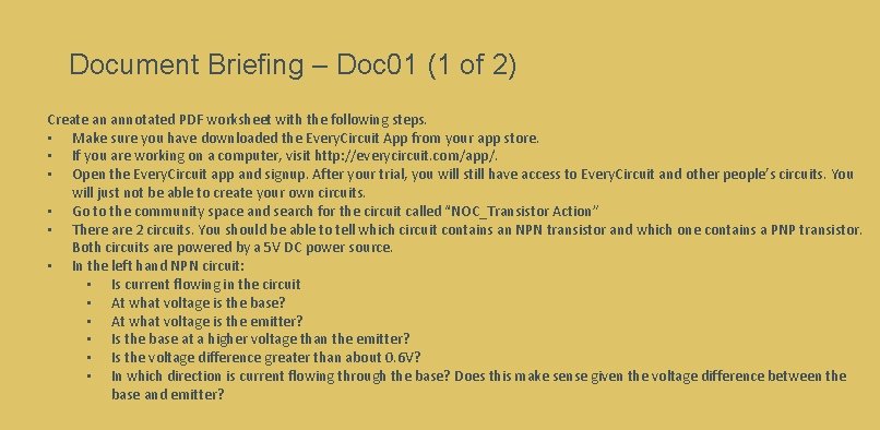 Document Briefing – Doc 01 (1 of 2) Create an annotated PDF worksheet with