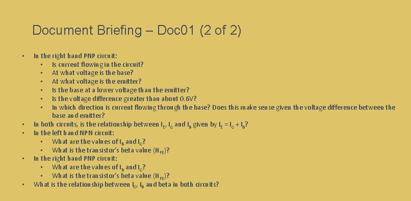 Document Briefing – Doc 01 (2 of 2) • • • In the right