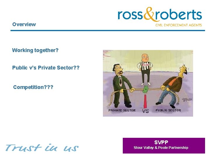 Overview Working together? Public v’s Private Sector? ? Competition? ? ? SVPP Stour Valley