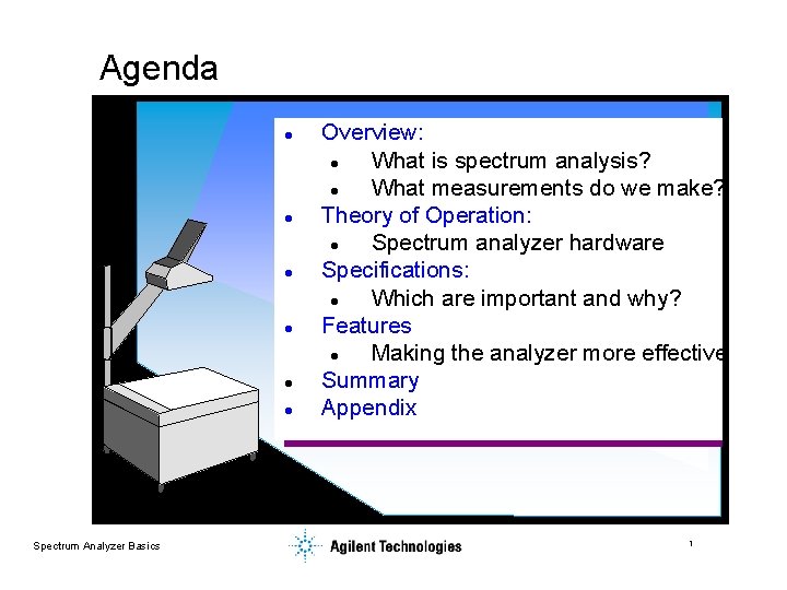 Agenda l l l Spectrum Analyzer Basics Overview: l What is spectrum analysis? l